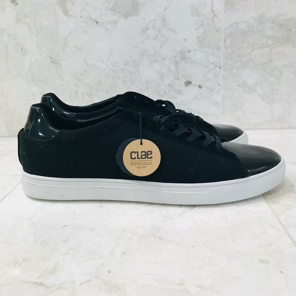 Clae Other - CLAE {13} Black Sneakers Bradley Wool Patent Leather NWT